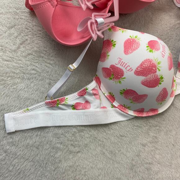Juicy Couture Sexy Push Up Bra Size 36C/38C 3pack Set Strawberry Pink Black NWT - Picture 4 of 11